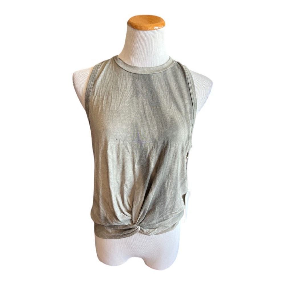 NWT Womens Skonhet Dye Dip Sleeveless Knot Front  Tank Top- Sz L